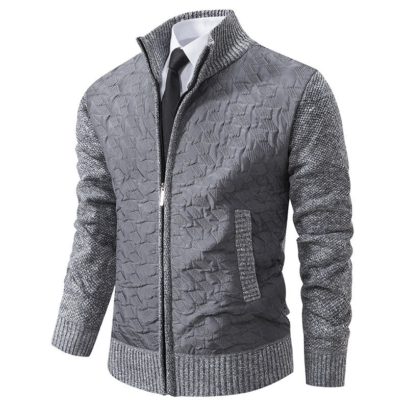 Herren elegante Hybridjacke mit Steppdesign und raffinierten Strickärmeln Drune