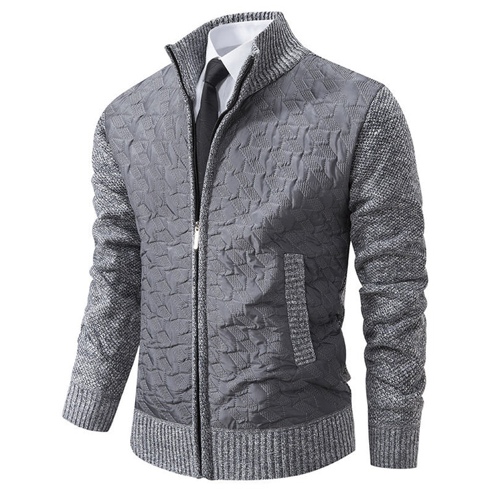 Herren elegante Hybridjacke mit Steppdesign und raffinierten Strickärmeln Drune