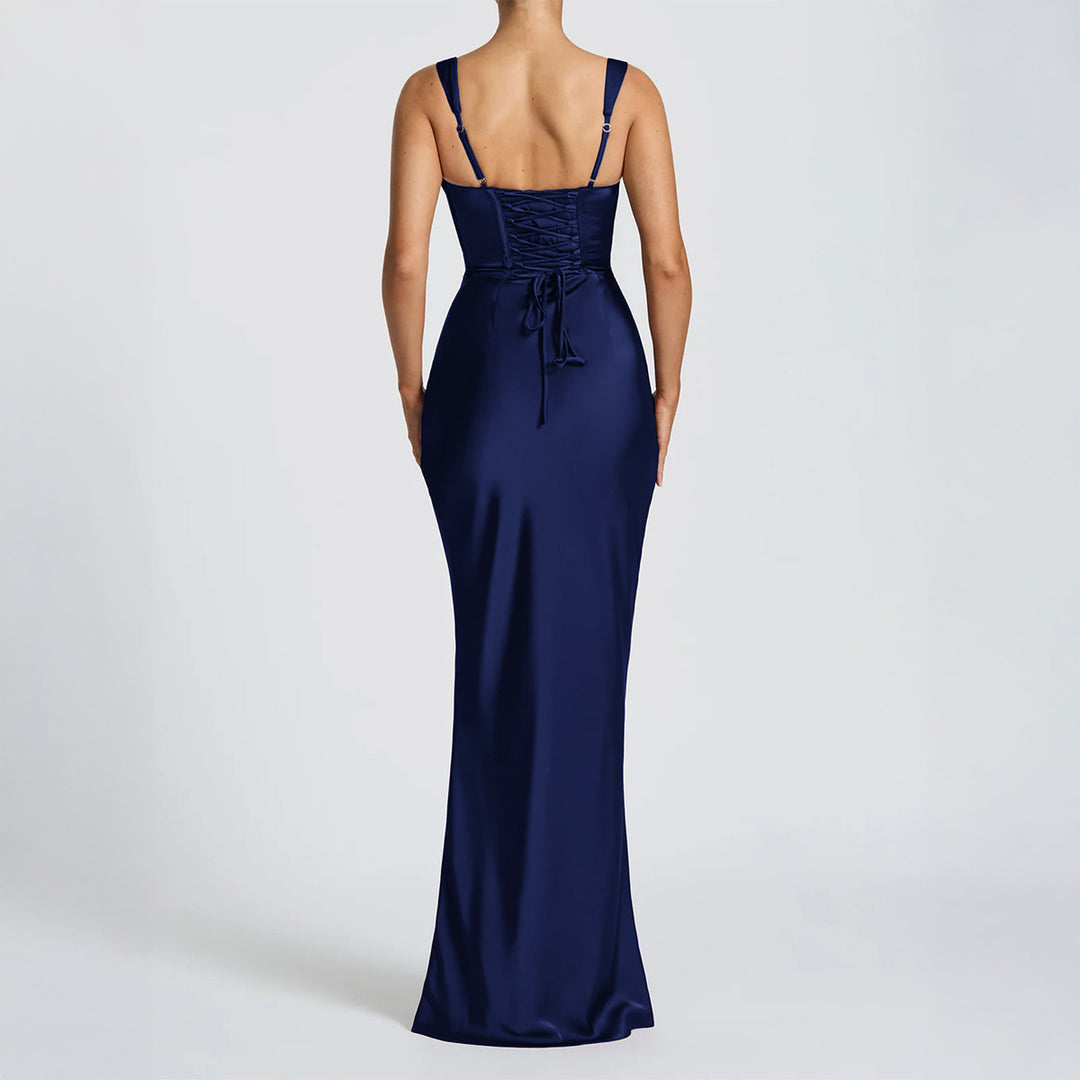Damen Maxikleid mit elegantem Quadrat-Ausschnitt und figurformendem Design Drune