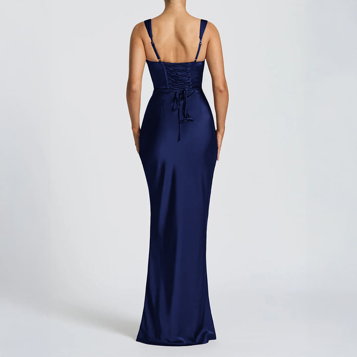Damen Maxikleid mit elegantem Quadrat-Ausschnitt und figurformendem Design Drune