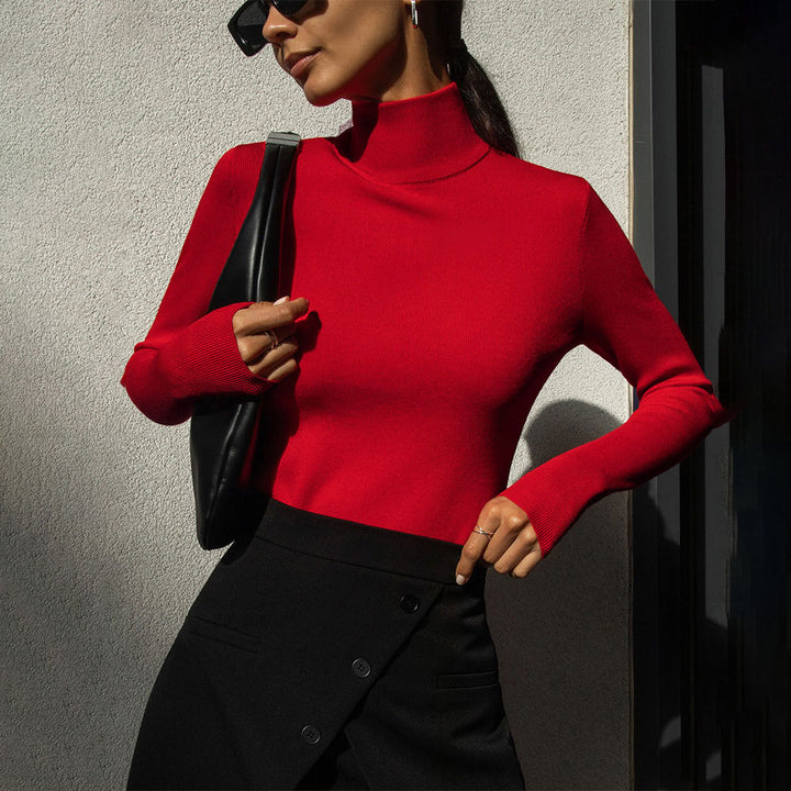 Damen Hochwertiger Rollkragenpullover aus feinem Strickmaterial Drune