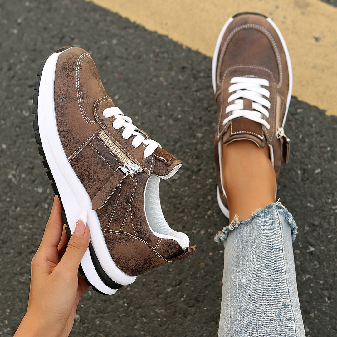 Damen Plateausneaker mit Reißverschluss‑Detail und gepolstertem Komfortfußbett Drune