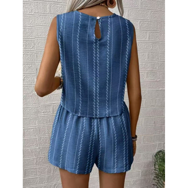 Damen lässiges Set mit ärmellosem Oberteil und Shorts Drune