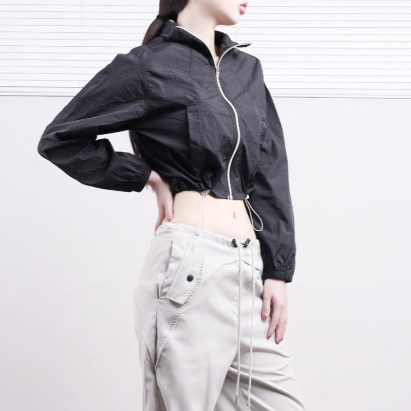 Damen luftige Cropped Windjacke Drune