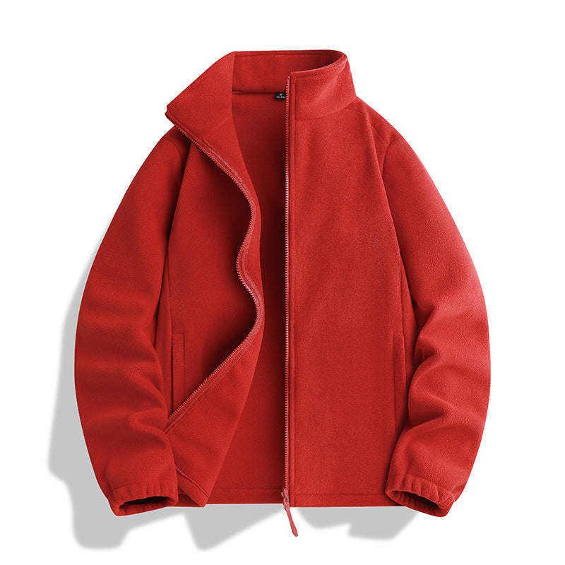Unisex Fleecejacke mit Stehkragen, durchgehendem Reißverschluss und elastischen Bündchen Drune