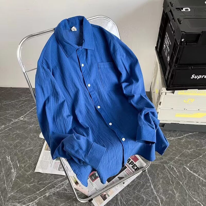 Herren Lässiges Hemd mit Brusttasche und Knopfleiste Drune