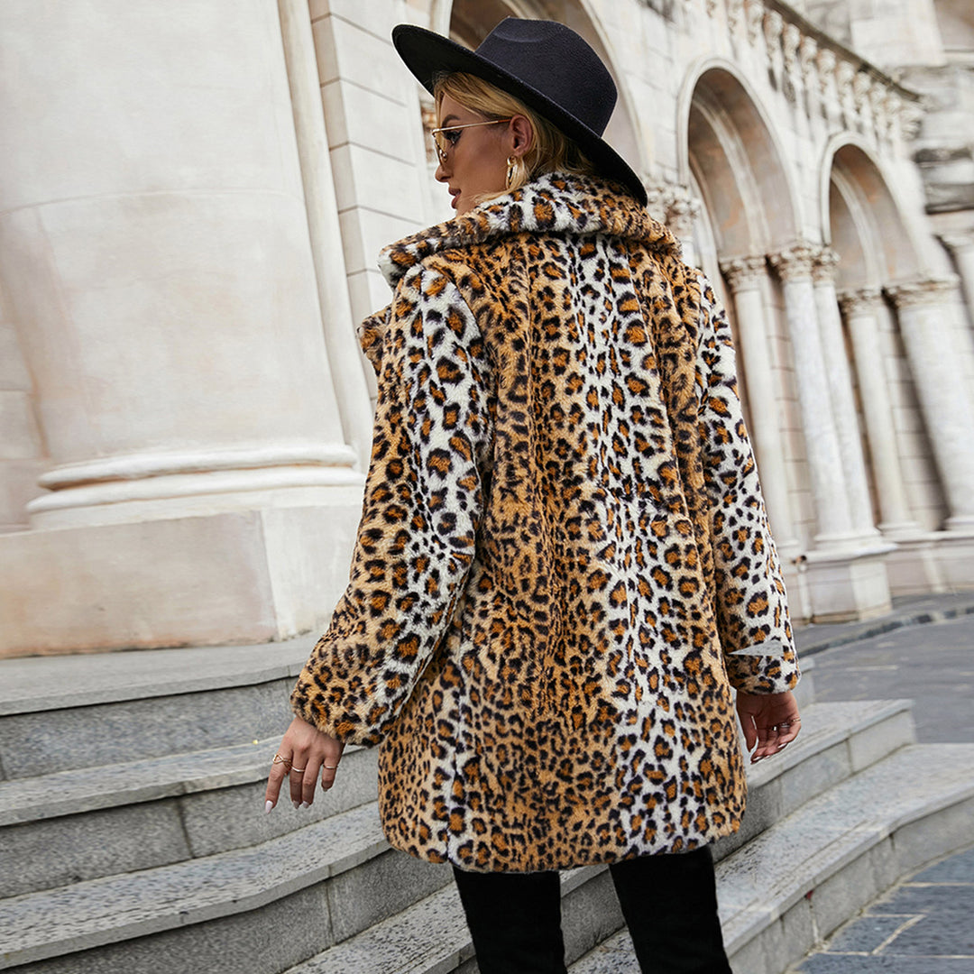 Damen Oversized Leopardenfellmantel Drune