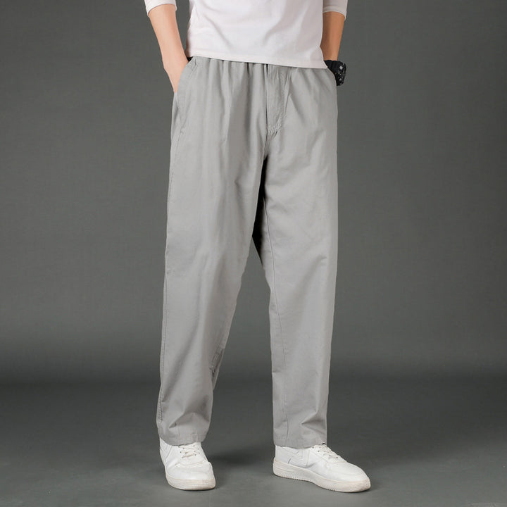 Herren Weite Baumwoll-Chinohose im Relaxed-Fit mit elastischem Komfortbund & verdeckten Eingriffstaschen Drune