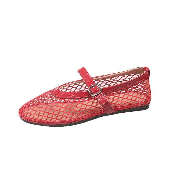 Damen Ballerinas aus Netzgewebe mit Riemen Drune