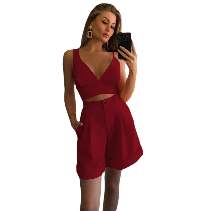 Damen stylisches Crop-Top mit passenden weiten Shorts Drune