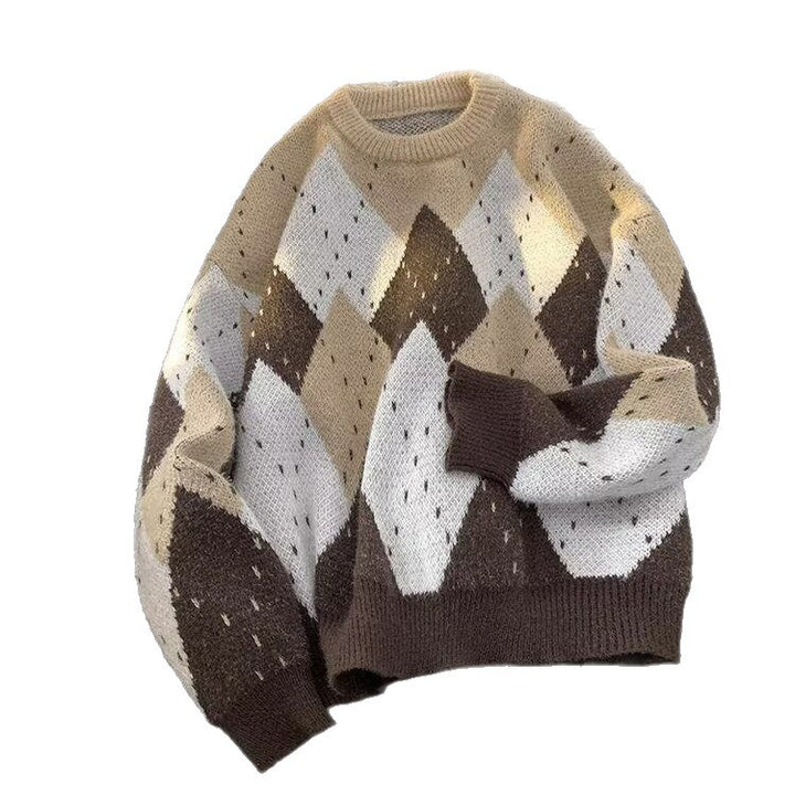 Unisex Grobstrickpullover mit Rautenmuster Drune