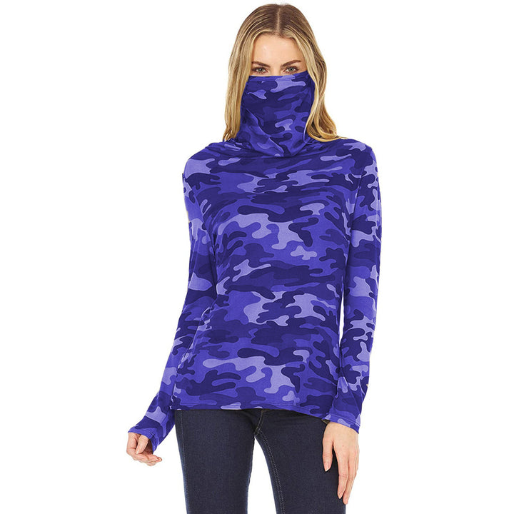 Damen Camouflage-Jersey-Longsleeve mit integriertem Schlauchkragen Drune