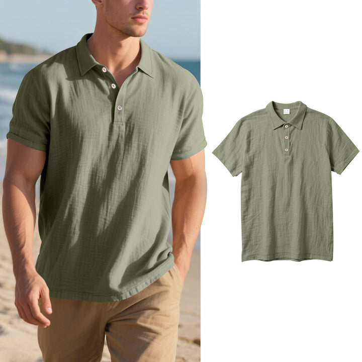Herren Kurzarm Poloshirt mit luftiger Baumwollstruktur und klassischem Kragen Drune