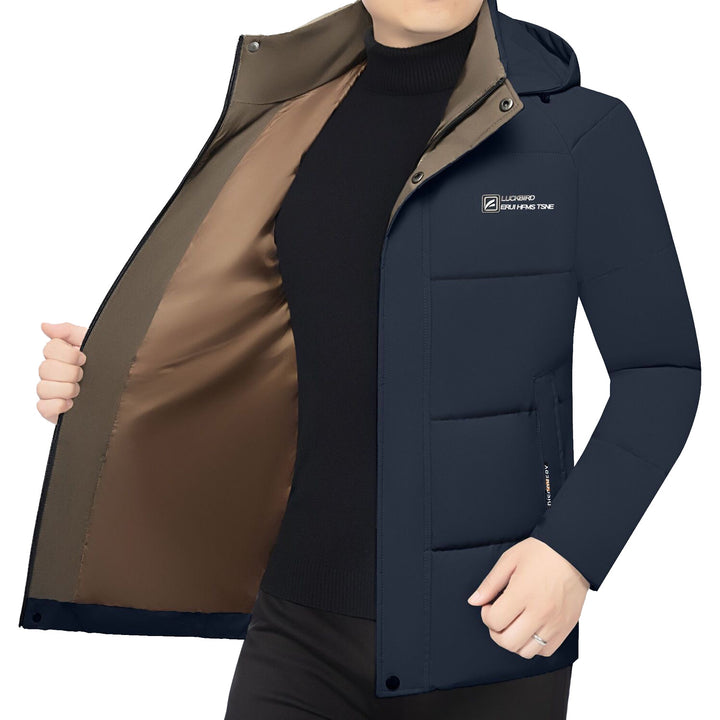Herren Wattierte Stehkragenjacke mit wasserabweisender Oberfläche und Reißverschlusstaschen Drune