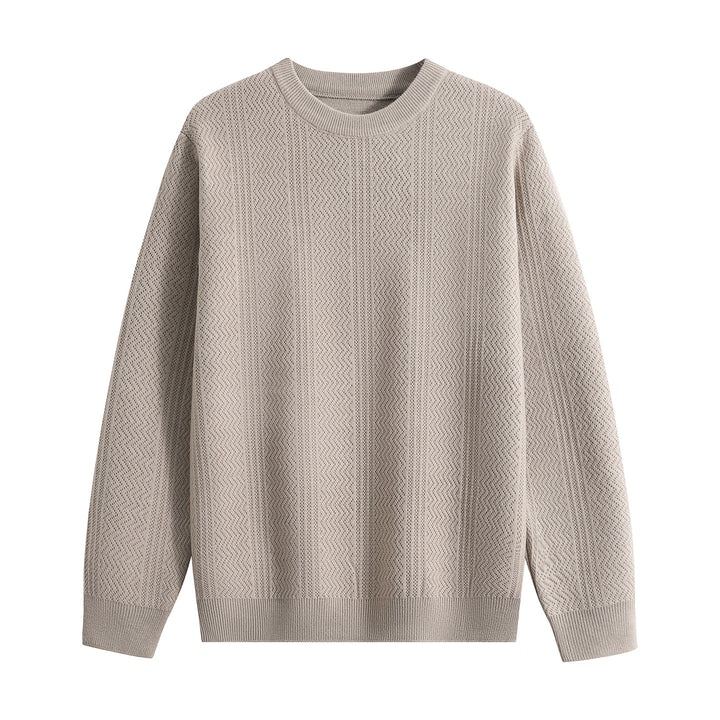 Unisex Strukturierter Rundhals-Strickpullover mit Ajourmuster Drune