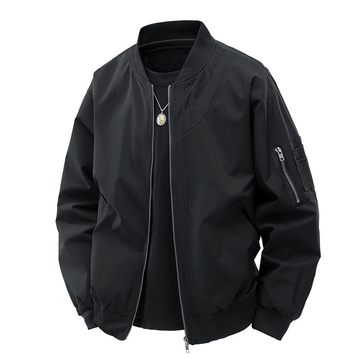 Herren Leichte Bomberjacke im minimalistischen Utility-Look mit Ärmeltasche & Rippbündchen Drune