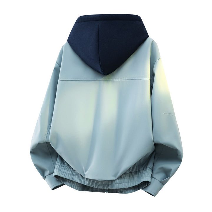 Herren Urbaner Layering-Bomber mit kontrastierender Kapuzen-Innenjacke und Reißverschlusstaschen Drune