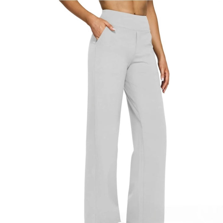 Damen Palazzo Yoga-Hosen mit hohem Bund, weitem Bein und Seitentaschen Drune