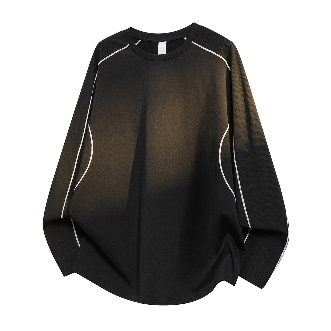 Damen Oversize-Langarmshirt aus Waffel‑ und Jersey‑Mix mit kontrastierenden Flatlocknähten Drune
