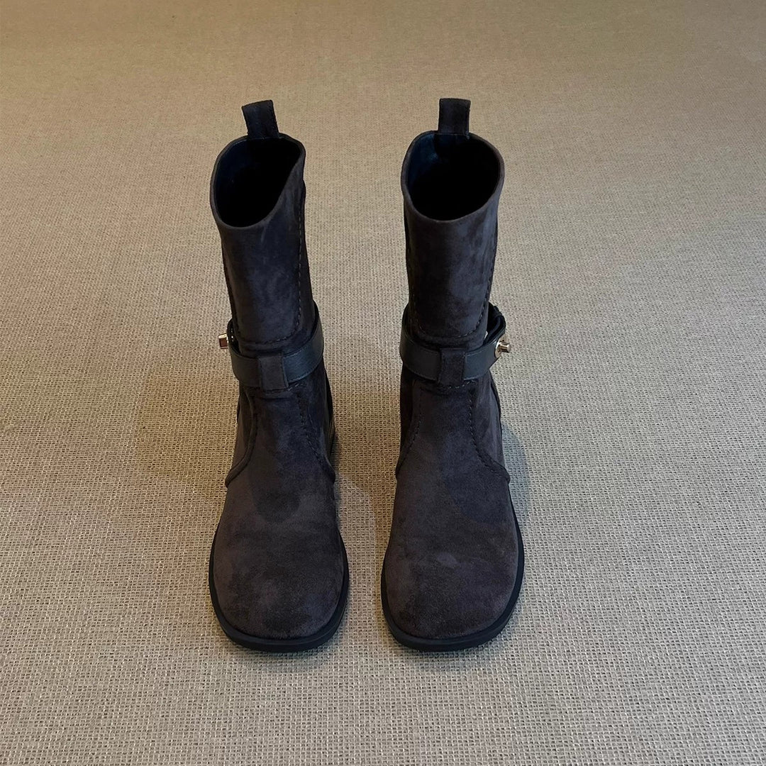 Damen Modische Stiefel mit dekorativem Riemen Drune
