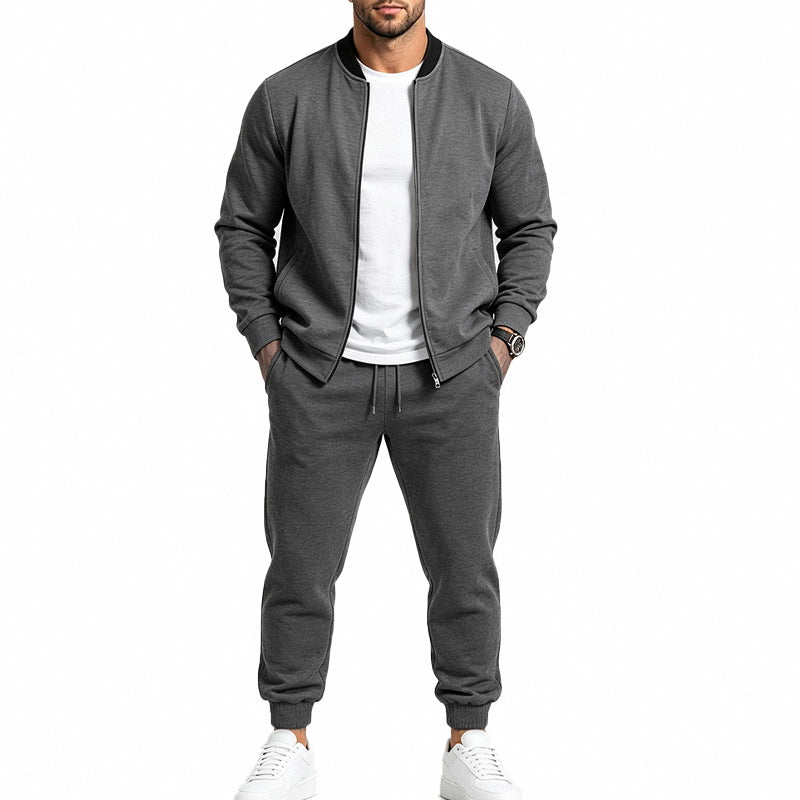Herren Sportives Freizeit-Trainingsset mit Bomberjacke und tapered Jogginghose Drune