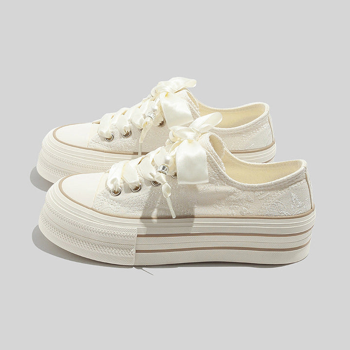 Damen Plattform Sneakers mit eleganter Satinschnürung und modischem Design Drune