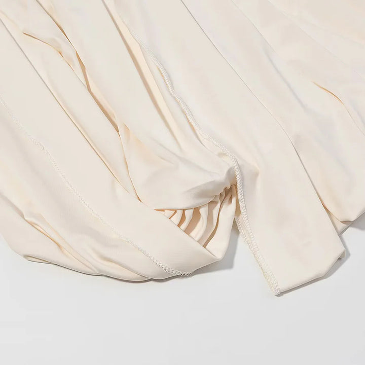 Damen nan plissiertes Cape-Top mit weitem Fall, langen Ärmelschlitzen und elastischem Rundhalsausschnitt Drune
