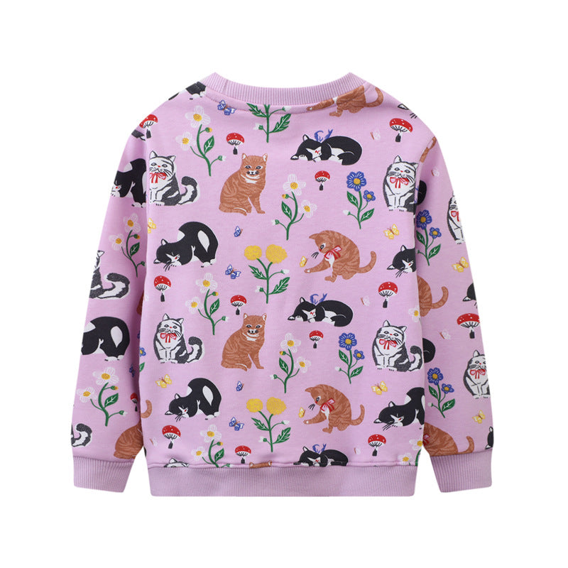 Mädchen Sweatshirt mit buntem Tier- und Blumenmuster Drune