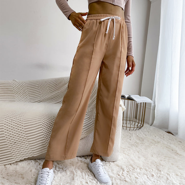 Damen Relaxed-Hose mit Elastikbund, Kordelzug und Bügelfalte Drune