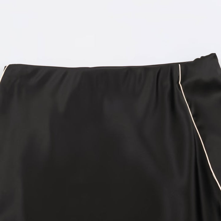 Damen Satin-Midirock mit seitlichem Paspelband und A-Linien-Schnitt Drune