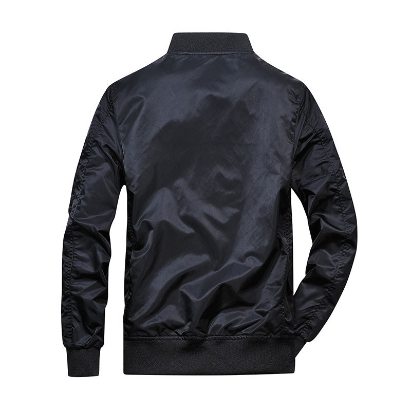 Herren Leichte Bomberjacke im Aviator‑Stil mit kontrastierendem Innenfutter und Ärmeltasche Drune