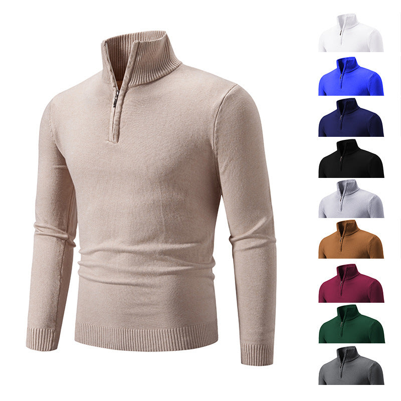 Herren eleganter Strickpullover mit Stehkragen und Reißverschluss Drune