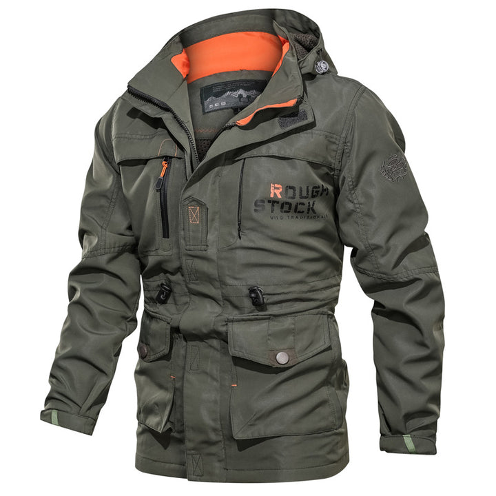 Herren  wasserfeste und winddichte Outdoorparka mit abnehmbarer Kapuze Drune