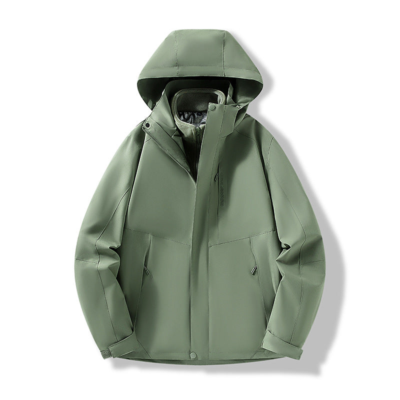 Herren Minimalistische City-Outdoorjacke mit verschweißten Nähten, verstellbarer Kapuze und Thermofutter Drune