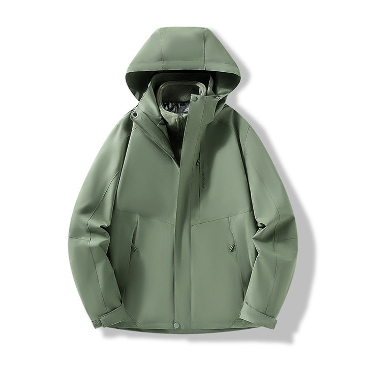 Herren Minimalistische City-Outdoorjacke mit verschweißten Nähten, verstellbarer Kapuze und Thermofutter Drune