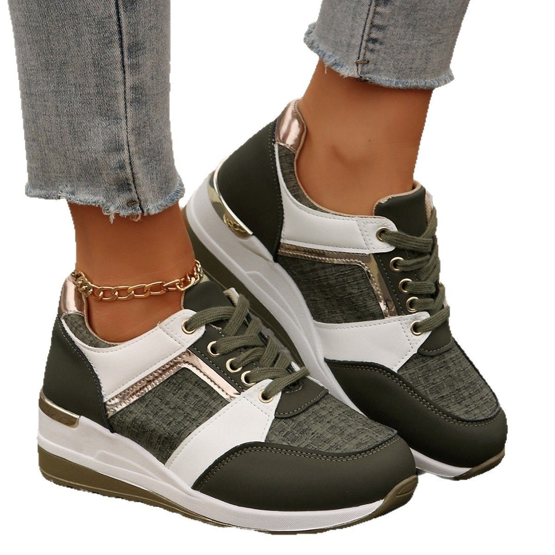 Damen  modische Plateau-Sneaker mit gepolstertem Memory-Fußbett und strukturierter Textil-Kombination Drune