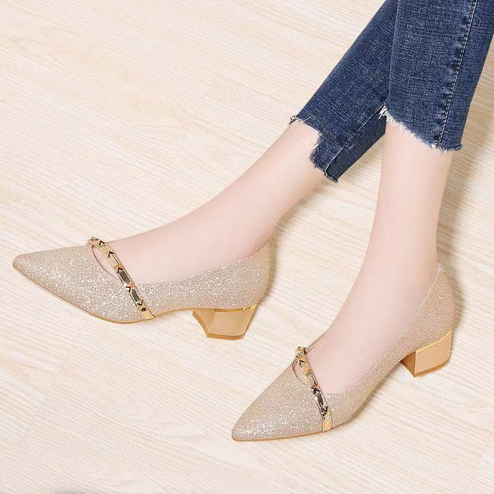 Damen Elegante Pumps mit Glitzer-Oberfläche und goldenen Akzenten Drune
