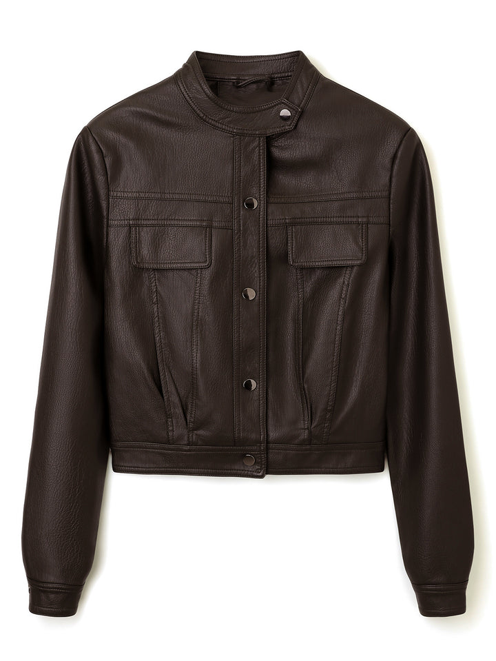 Damen Modische Kurzlederjacke Drune