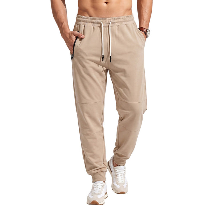 Herren Slim-Fit Performance-Jogginghose aus French-Terry mit Knieeinsatz und Reißverschlusstaschen Drune