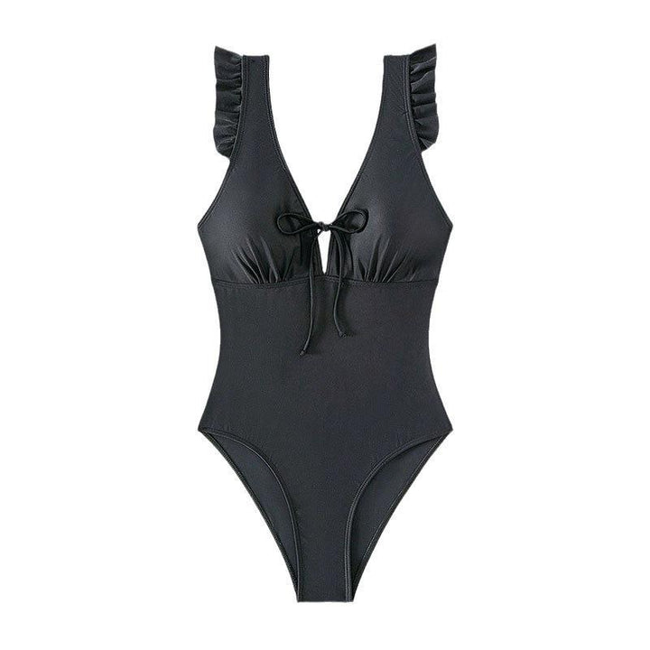 Damen Elegant geschnittener Einteiler Badeanzug mit Rüschendetails Drune