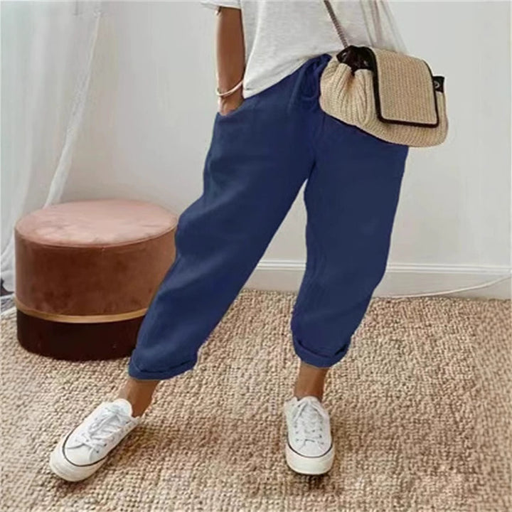 Damen Bequeme und lässige Chino-Hose mit elastischem Bund Drune