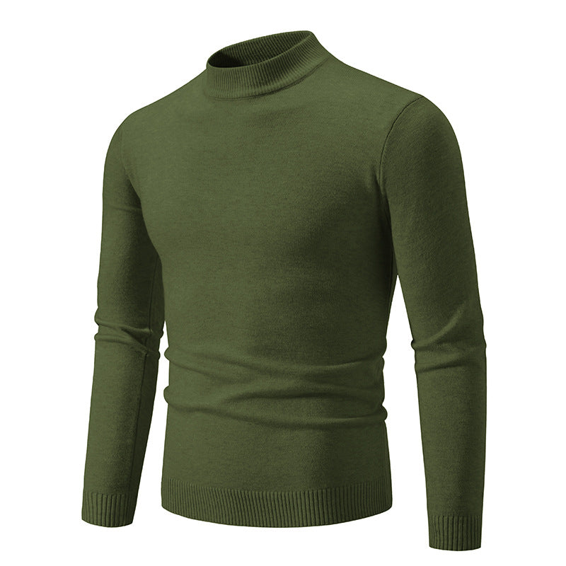 Herren Schmal geschnittener Feinstrick‑Mockneck‑Pullover mit geripptem Kragen und Saum Drune
