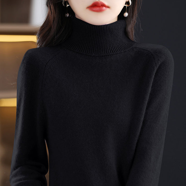 Damen Weicher Hochkragen-Pullover aus flauschigem Wollmix mit Raglanärmeln Drune
