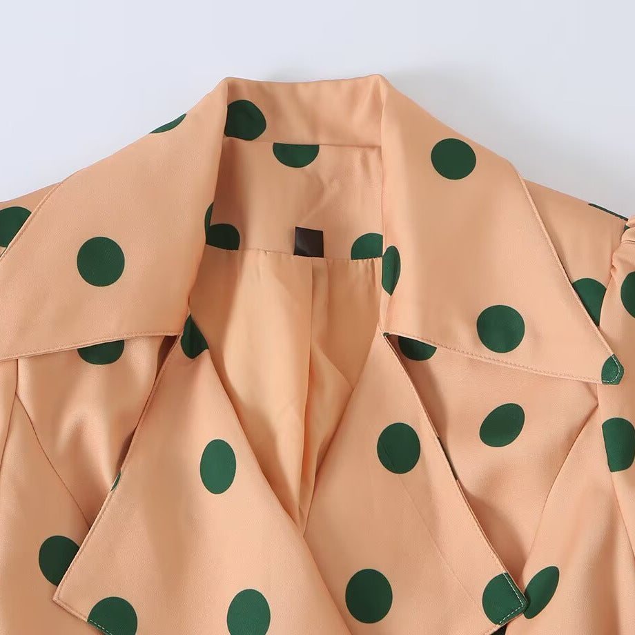 Damen Trenchcoat-Midikleid mit Taillengürtel, Doppelreihe und Puffärmeln Drune