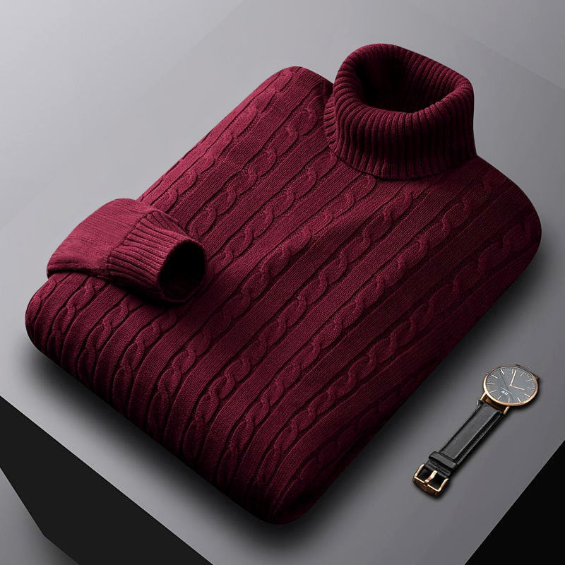 Herren nan grob gestrickter Rollkragenpullover mit Zopfmuster und wärmender Strickstruktur Drune