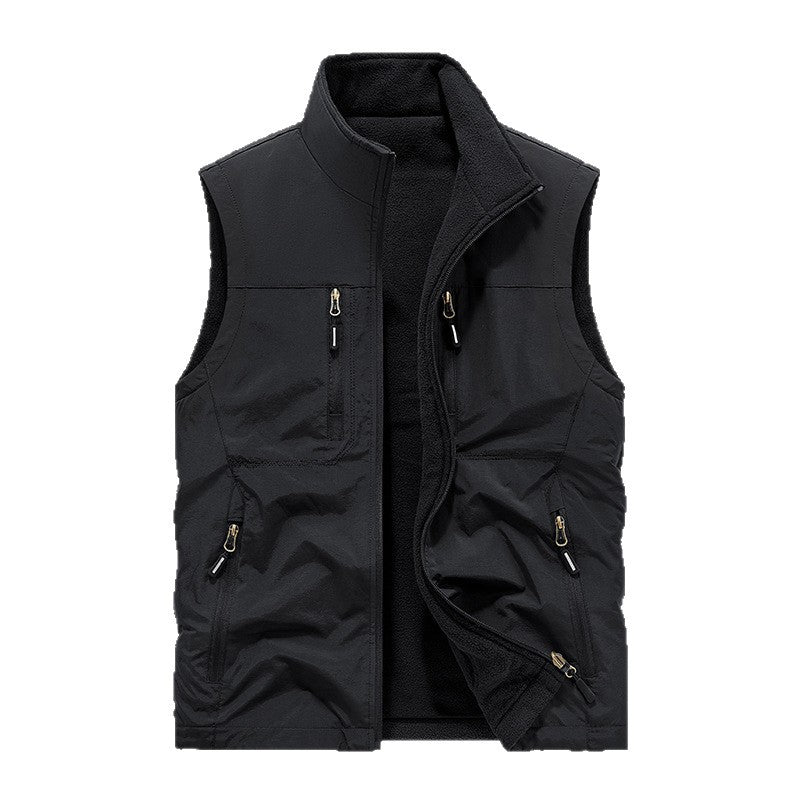 Herren Gefütterte Outdoor-Thermoweste mit Fleece-Innenfutter, Reißverschlusstaschen & winddichter Außenlage Drune