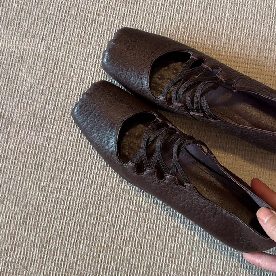 Damen Ballerina-Schuhe mit innovativer Riemenführung und weichem Leder Drune