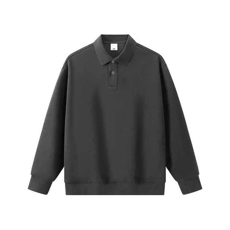 Unisex Oversize-Polo-Sweatshirt mit gerippten Bündchen und Knopfleiste Drune
