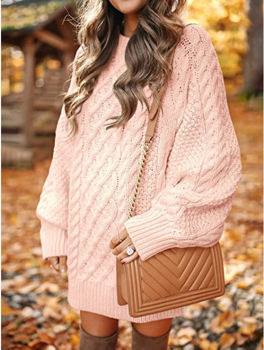 Damen grobstrick Pullover mit modernem Zopfmuster und oversized Schnitt Drune