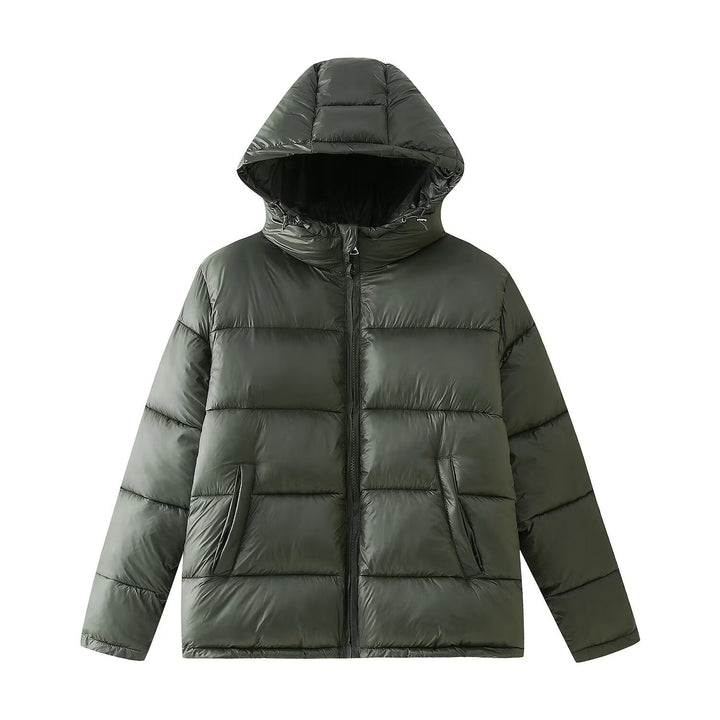 Damen funktionale Daunenjacke mit integrierter Kapuze und seitlichen Taschen Drune
